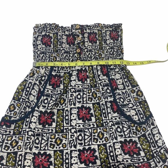 ABSTRACT Cartoon Floral Strapless Button Dress - Picture 8 of 9